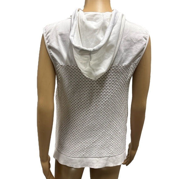 Soho Sport White Sleeveless Pullover Kangaroo Pocket Mesh Back Hooded Top Large - Picture 6 of 14